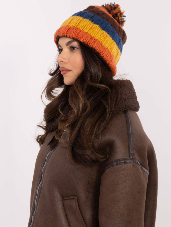Gestreifte Wintermütze mit Pompon
