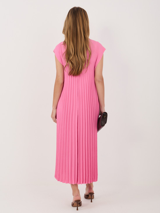 Rosa Midi-Cocktailkleid mit Taschen