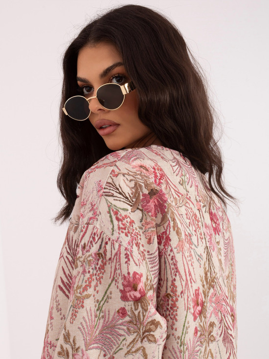 Rosa Bomberjacke mit Blumenmuster