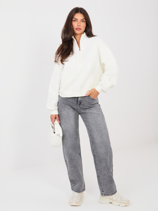 Graue Balloon Fit Jeans mit hohem Bund