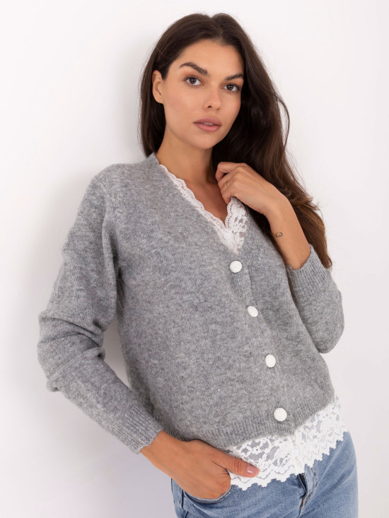 Eleganter grauer Pullover mit langen Ärmeln