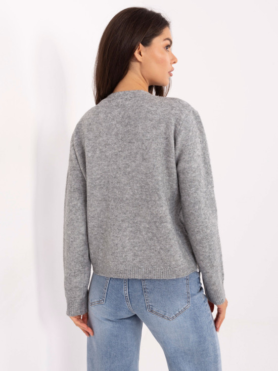 Eleganter grauer Pullover mit langen Ärmeln