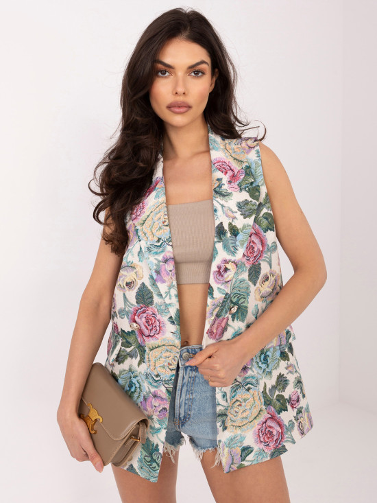 Elegante grüne Weste mit Blumenmuster