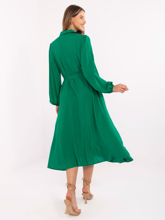Elegantes grünes Midi-Kleid mit langen Ärmeln
