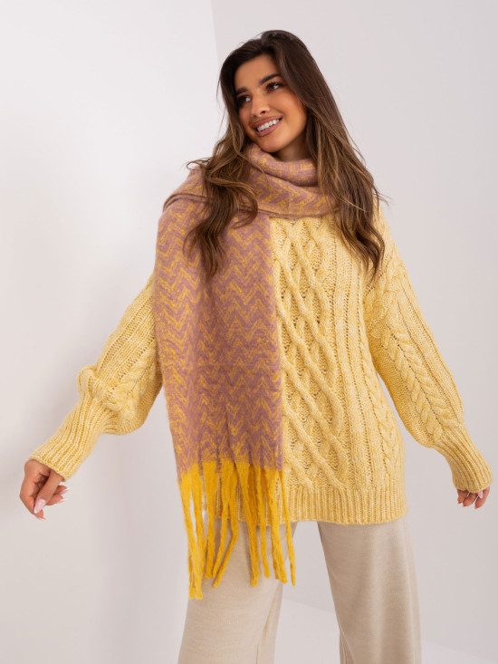 Gelb-rosa Schal mit Fransen