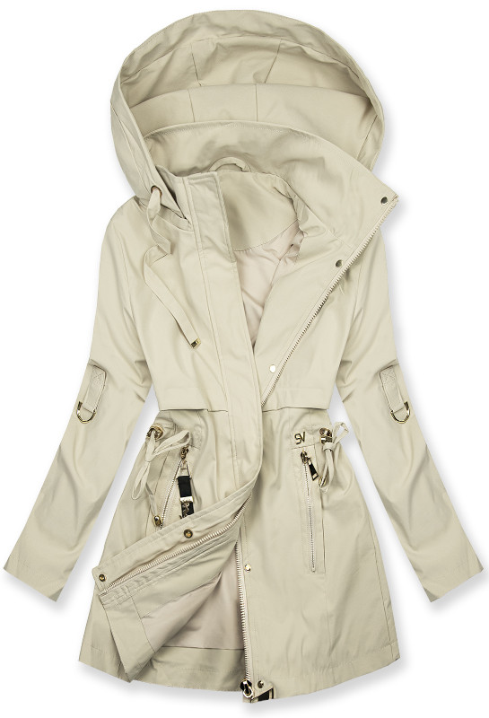 Damen-Parka mit Golddetails Ecru