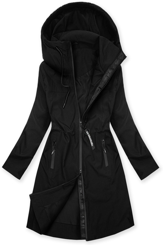 Frühlingsparka mit Zwei-Wege-Reißverschluss Schwarz