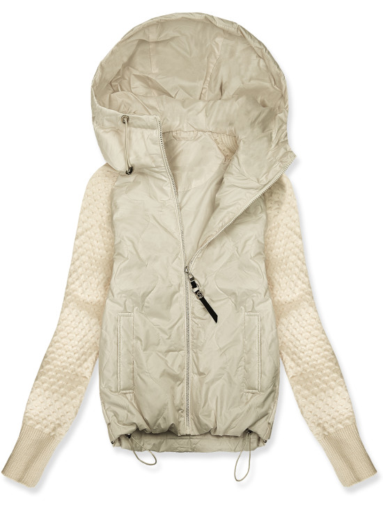Damen-Übergangsjacke mit Strickärmeln Beige