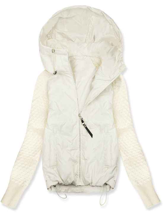 Damen-Übergangsjacke mit Strickärmeln Ecru