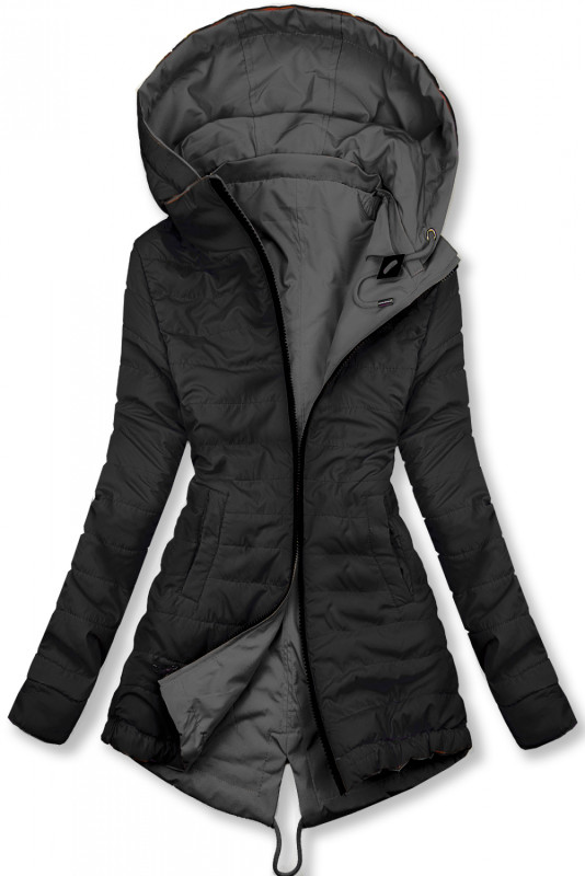 Beidseitig tragbare Frühlings-Wendeparka graphit/schwarz