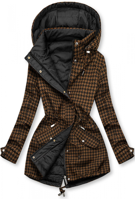 Parka mit Hahnentrittmuster braun/schwarz