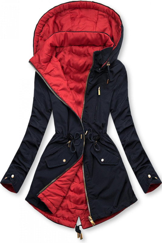 Wende-Parka mit Kapuze dunkelblau/rot