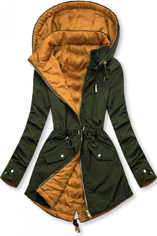 Wende-Parka mit Kapuze khaki/mustard