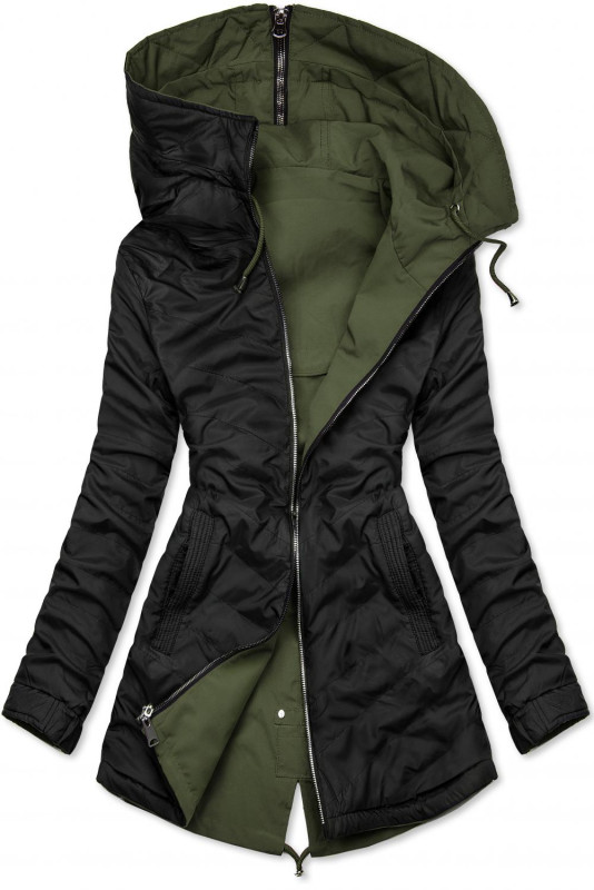 Frühlings-Wendeparka khaki/schwarz