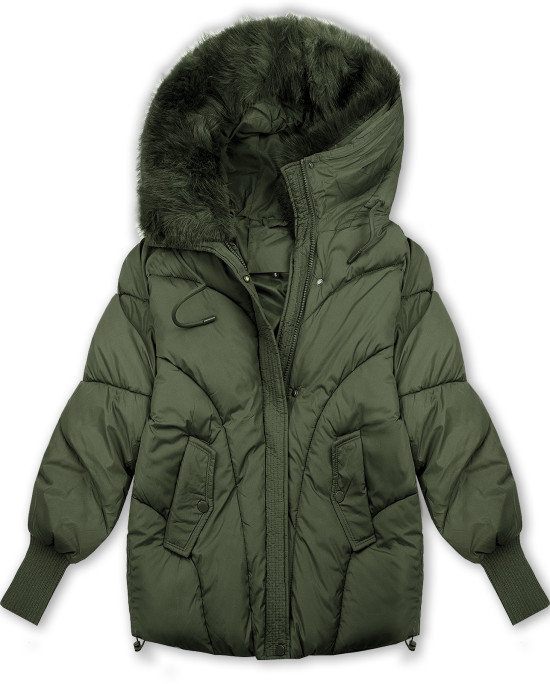 Damen-Winterjacke mit Strickbündchen Grün