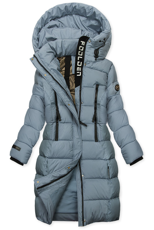 Damen Winterjacke mit Kapuze, Stahlblau