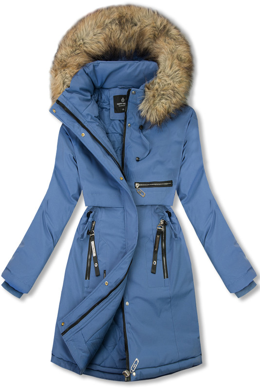 Damen Winterparka mit Taillenzug Blau