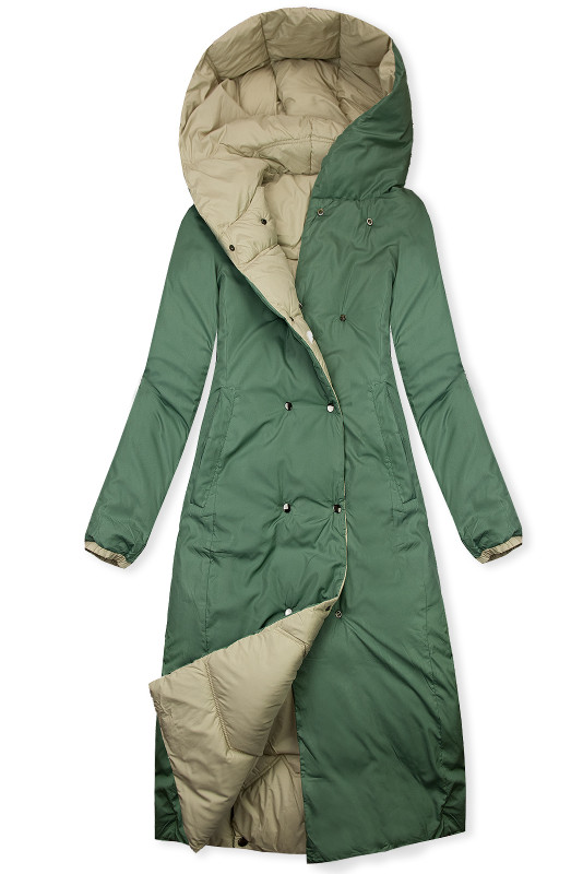 Doppelseitiger Wintermantel Beige/Grün