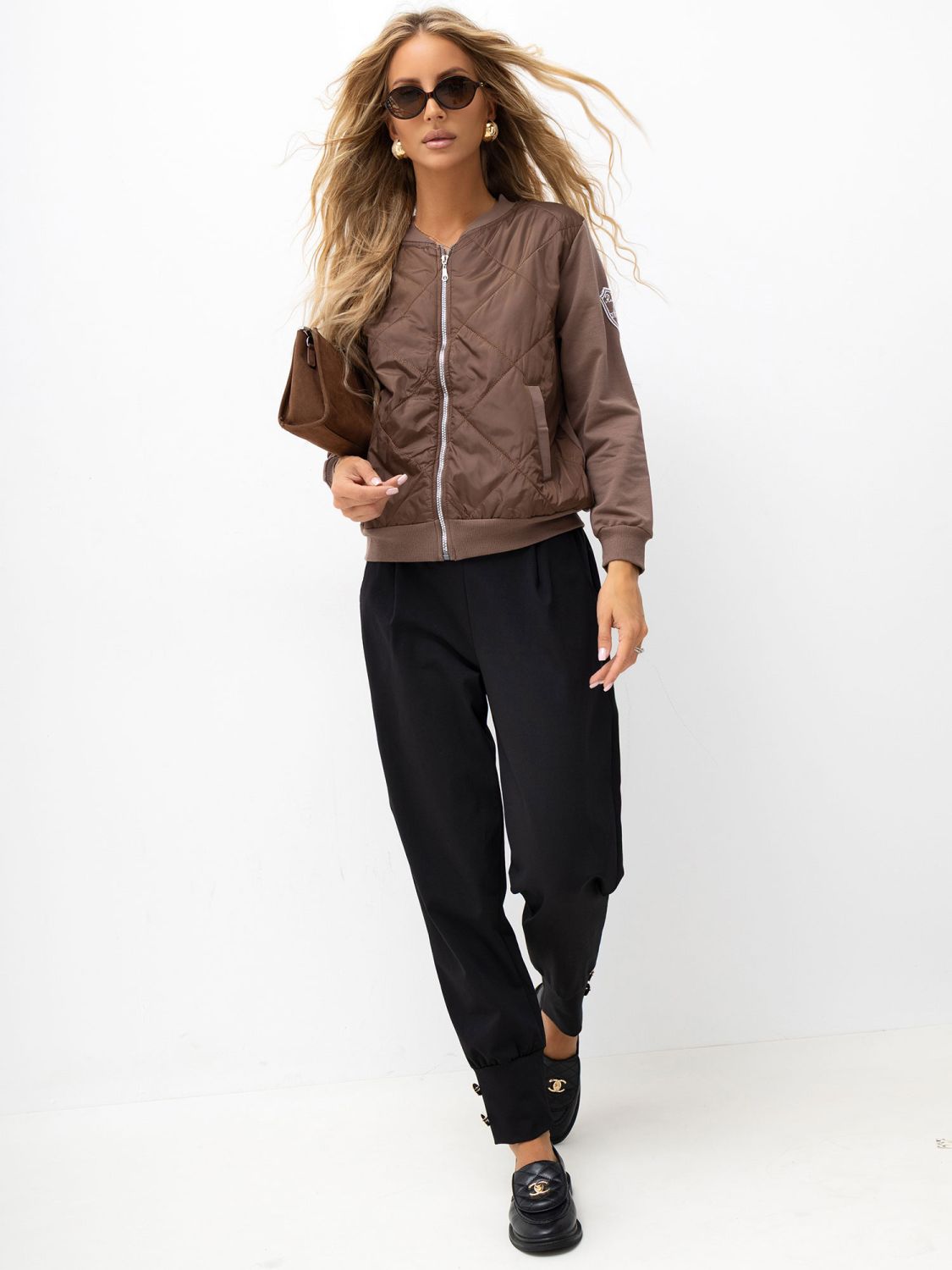 Braune Damen Bomberjacke mit Steppung RUE PARIS