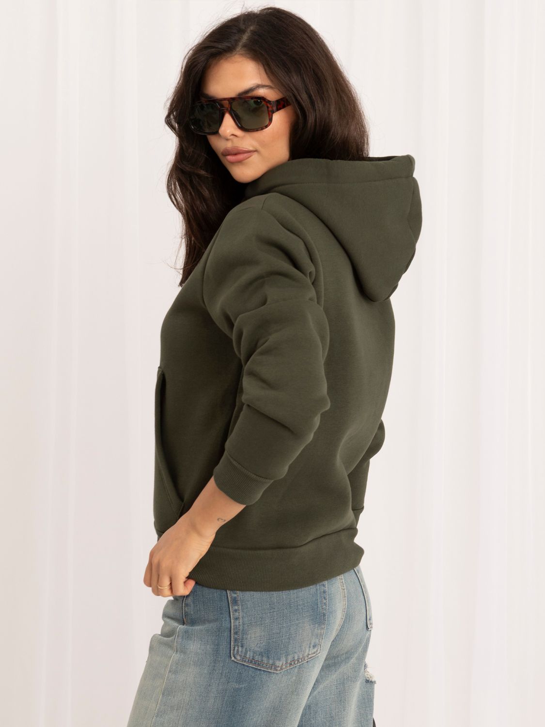 Khaki Damen Sweatshirt mit Kapuze RUE PARIS