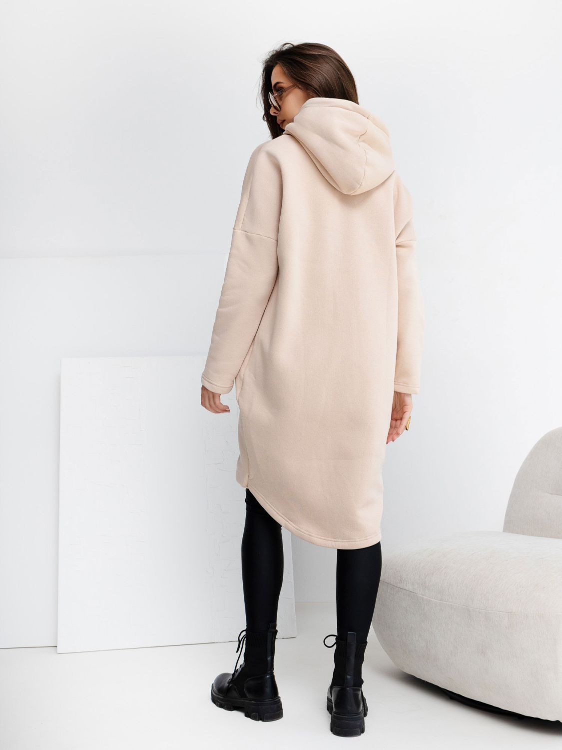 Beige lange Basic Hoodie Tina RUE PARIS