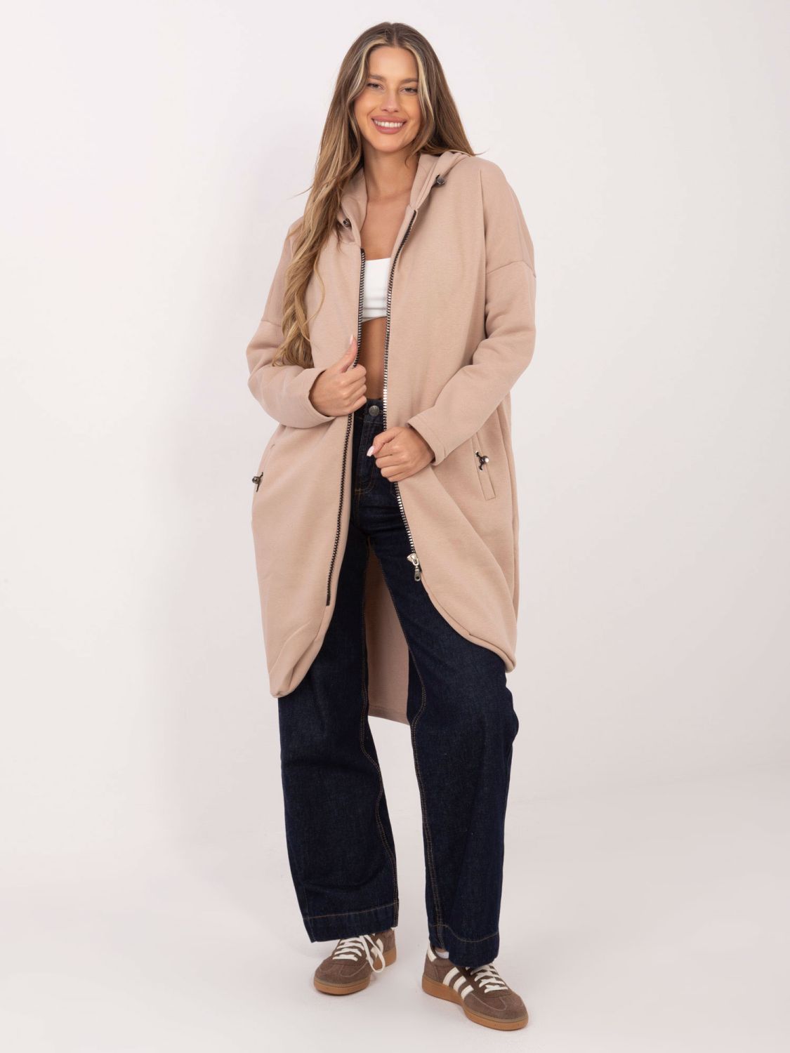 Lange beige Kapuzenpullover von RUE PARIS