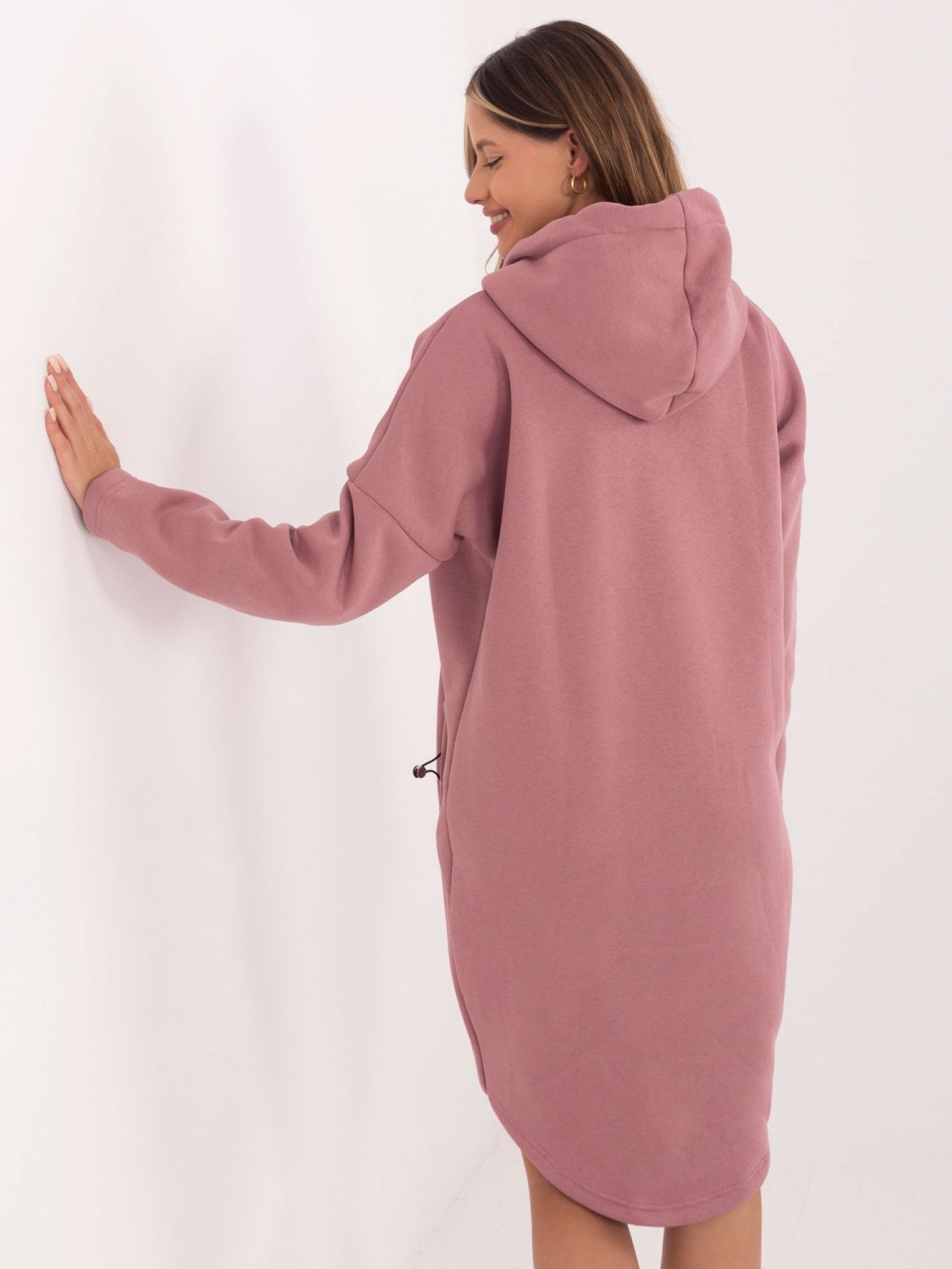 RUE PARIS Lange rosa Kapuzenpullover