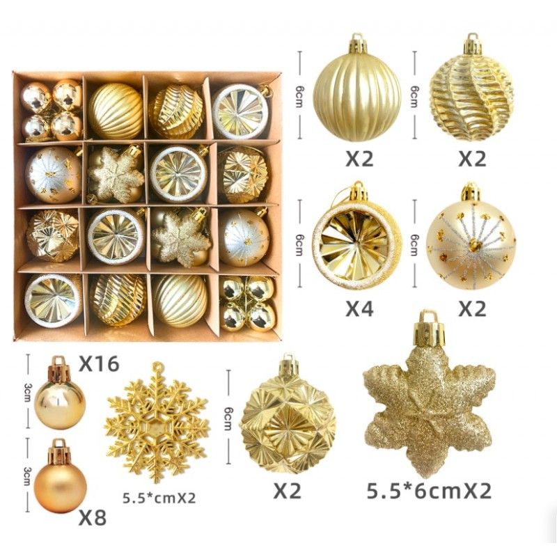Set aus unzerbrechlichen Goldornamenten 40 Stück