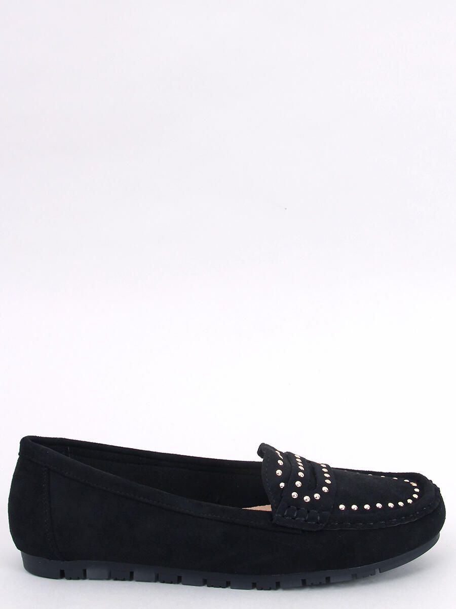 Wildledermokassins mit Nieten Schwarz