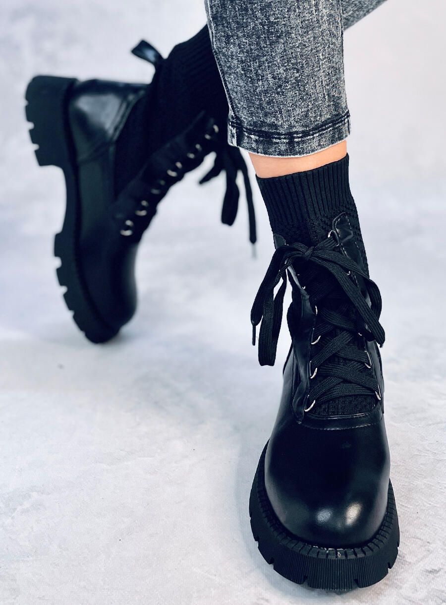 Stiefeletten mit Stoffobermaterial Schwarz