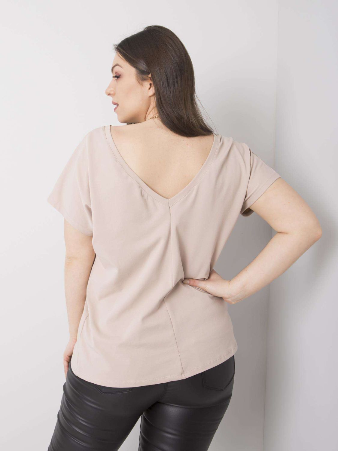 Beige Plus Size T-Shirt aus Baumwolle
