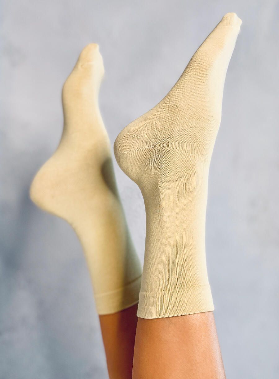 Hohe Damensocken Hellelfenbein