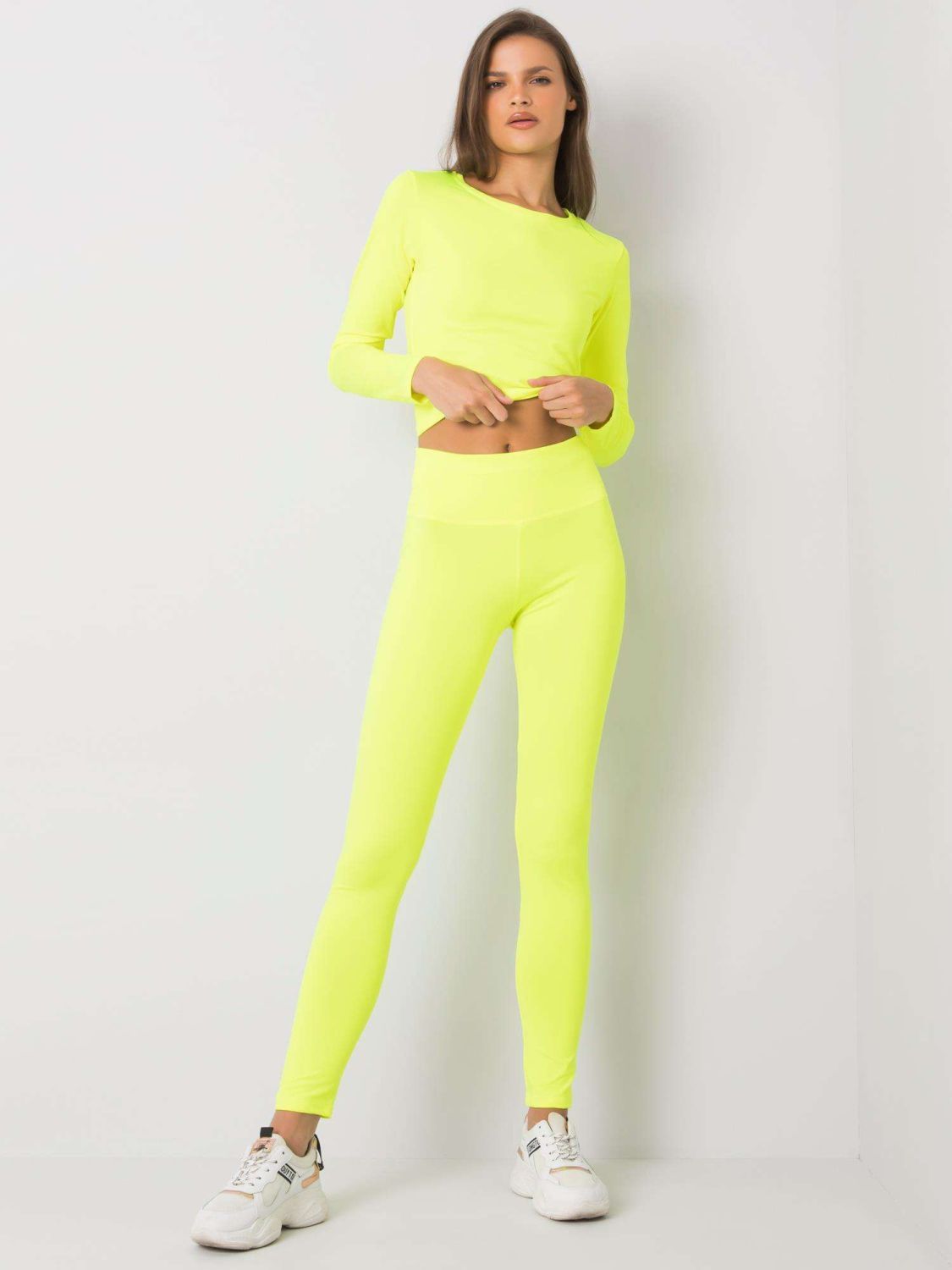 Fluo gelbes Damen Sportset