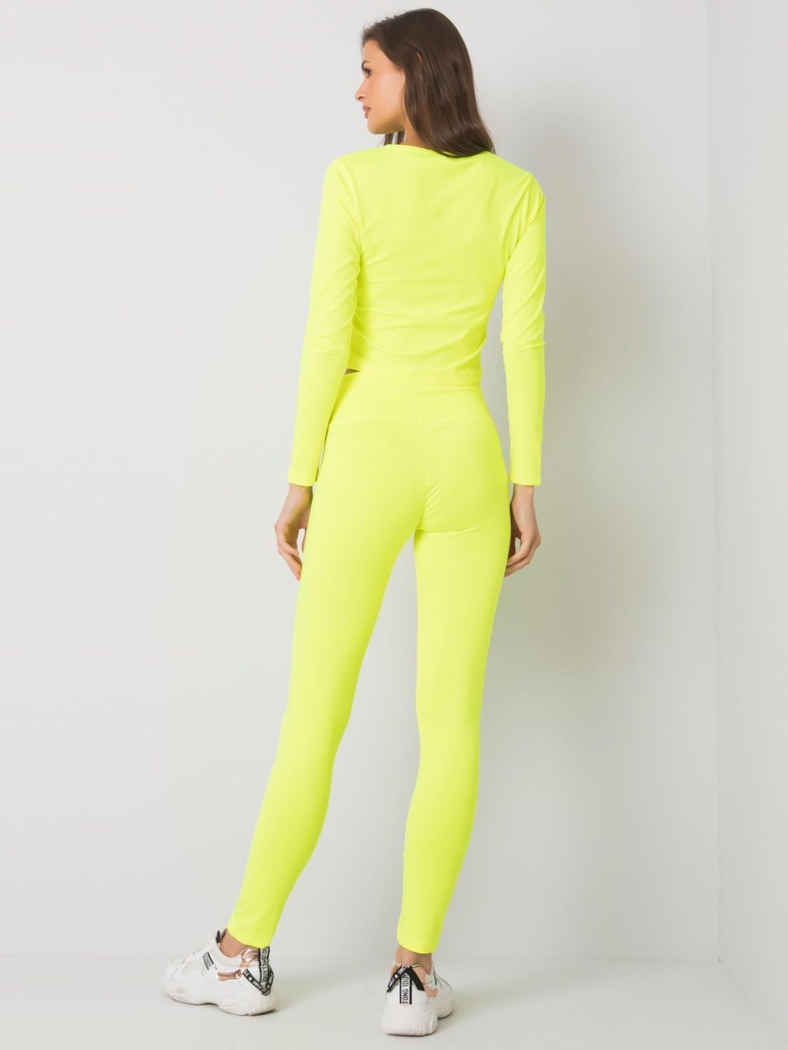 Fluo gelbes Damen Sportset