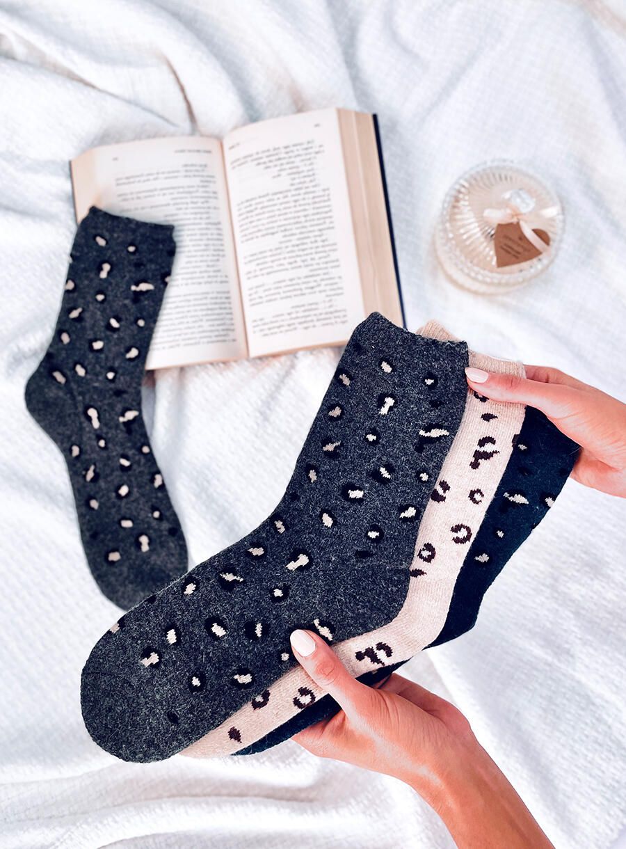 Damensocken mit Leopardenmuster 3 - 3 Paar