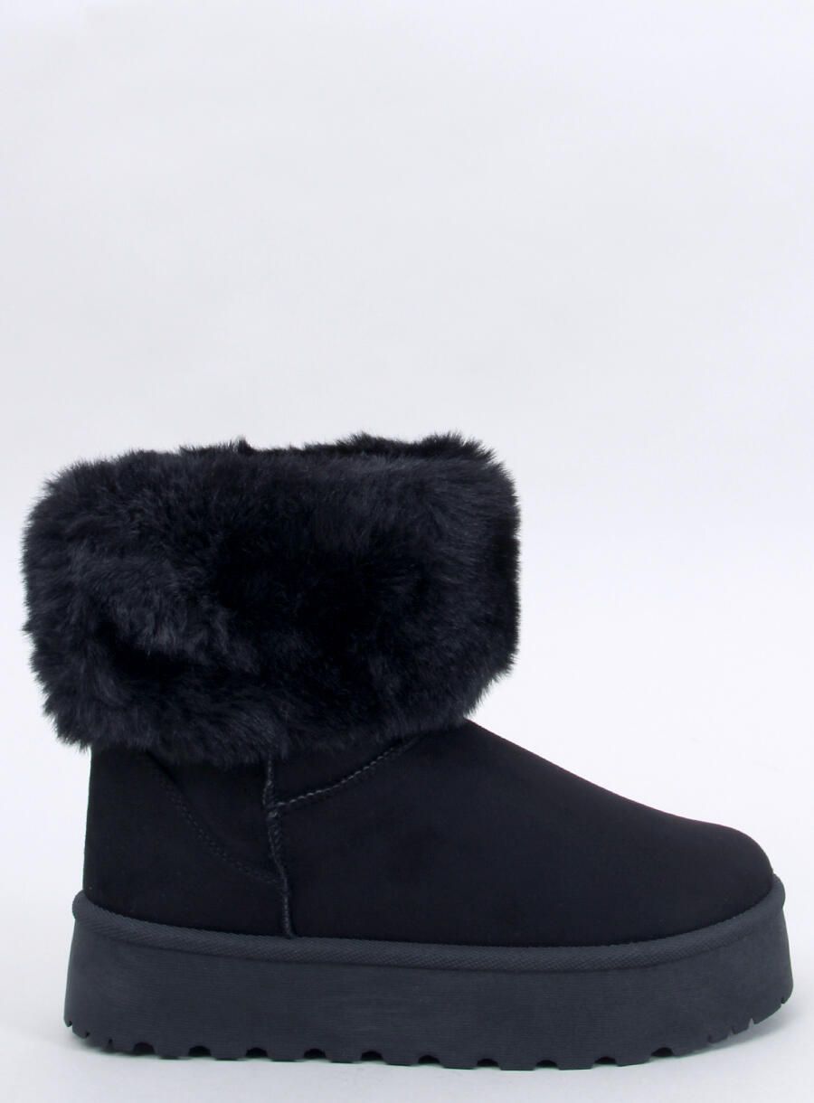 Wildleder-Schneestiefel mit Kunstfell Schwarz