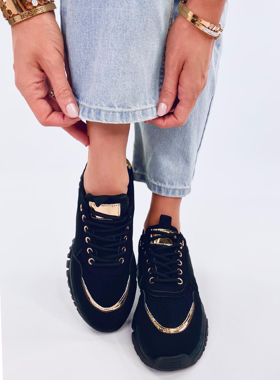 Sportliche Damen-Sneaker in Schwarz/Gold