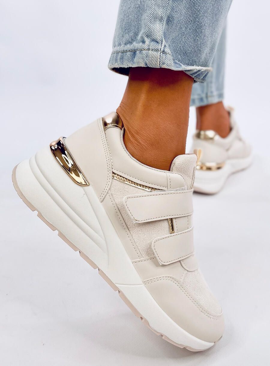 Sneaker mit Klettverschluss Ecru