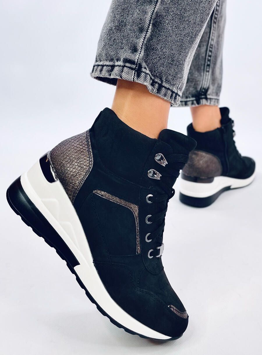 Damen-Sneaker mit Keilabsatz in Schwarz