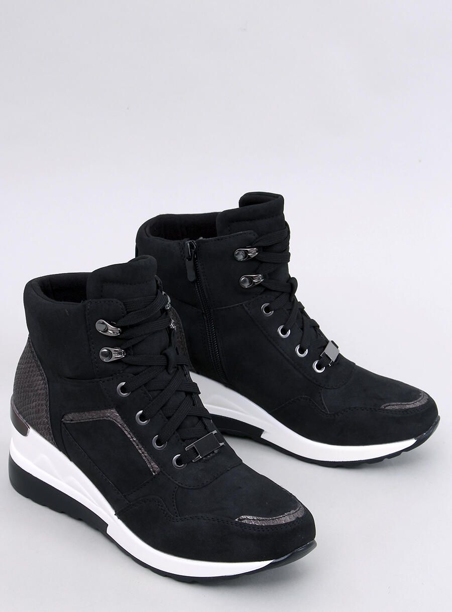 Damen-Sneaker mit Keilabsatz in Schwarz