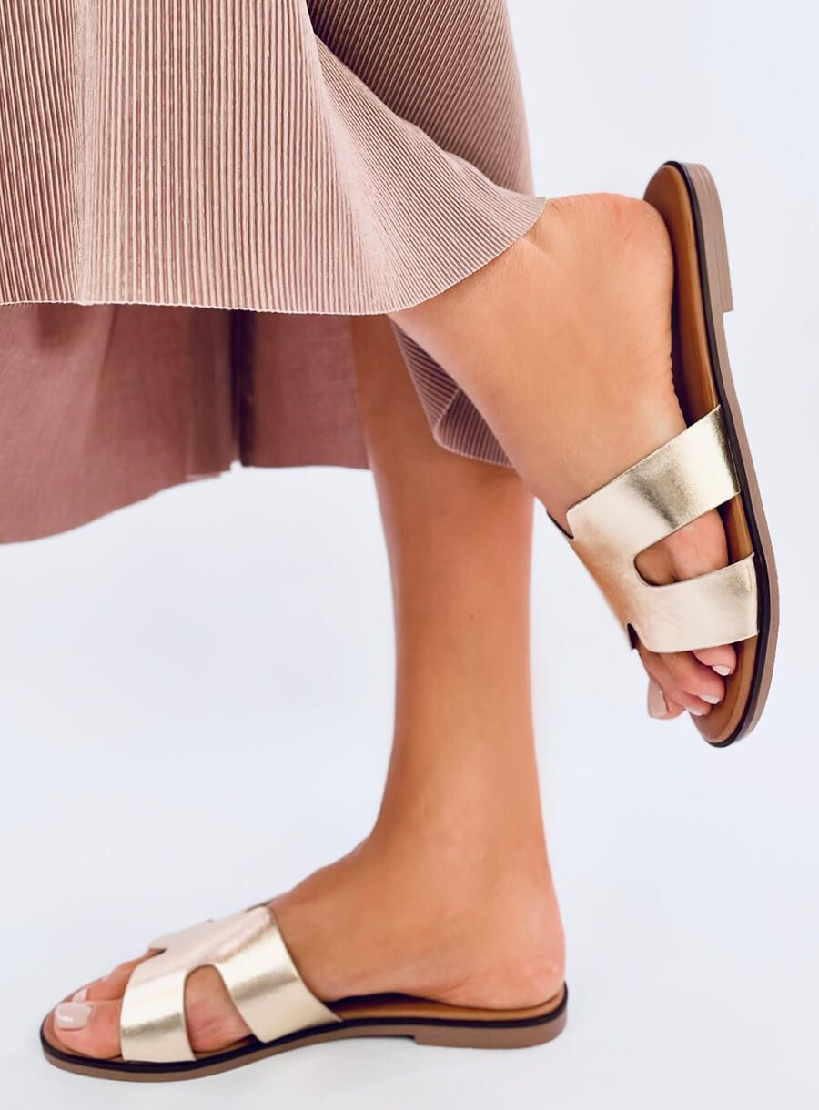 Damen Pantoletten Gold