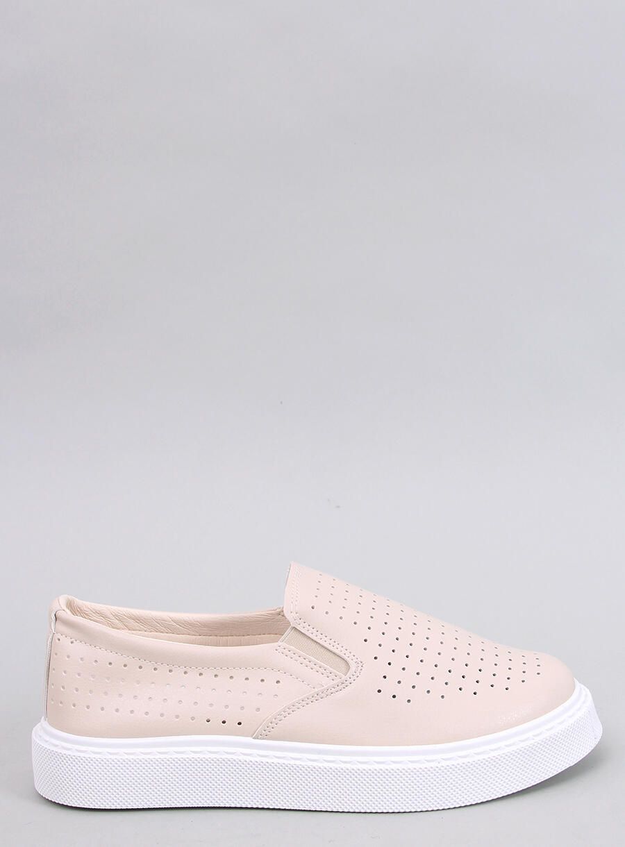 Perforierte Slip-On-Sneaker Beige