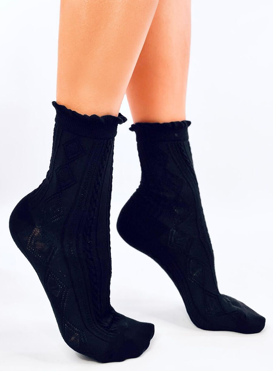 Socken mit Strickmuster 02 Schwarz