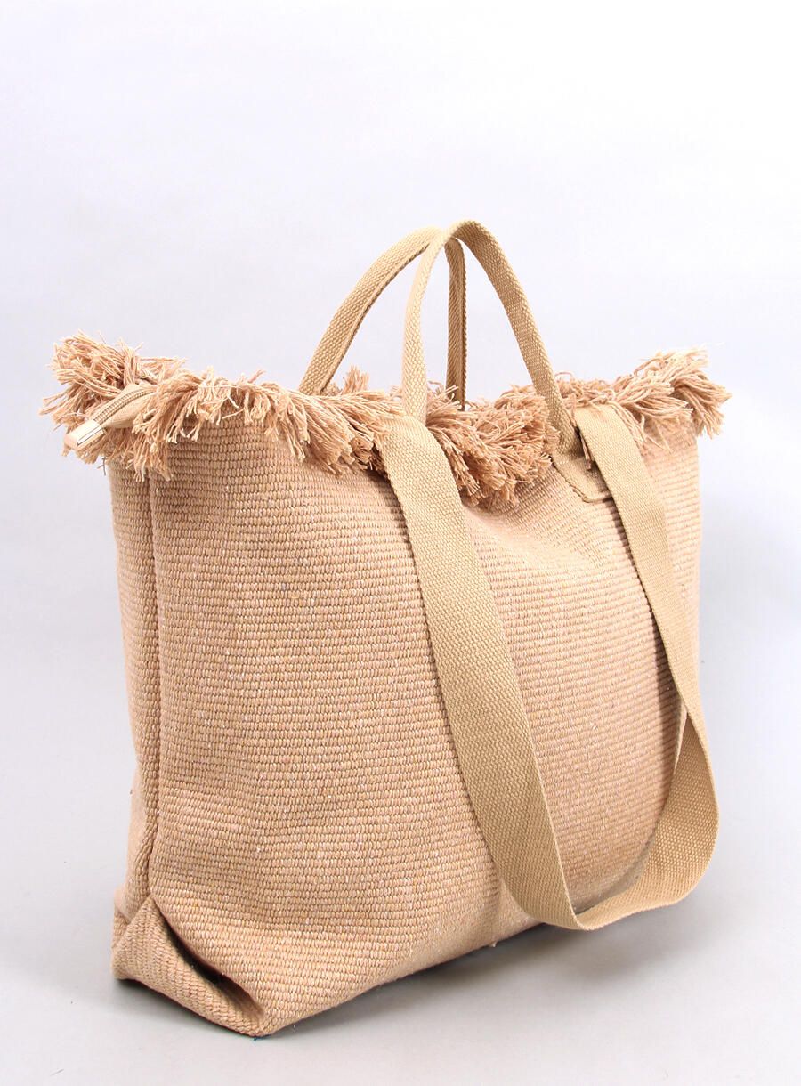 Strandtasche im Boho-Stil mit Quasten Beige