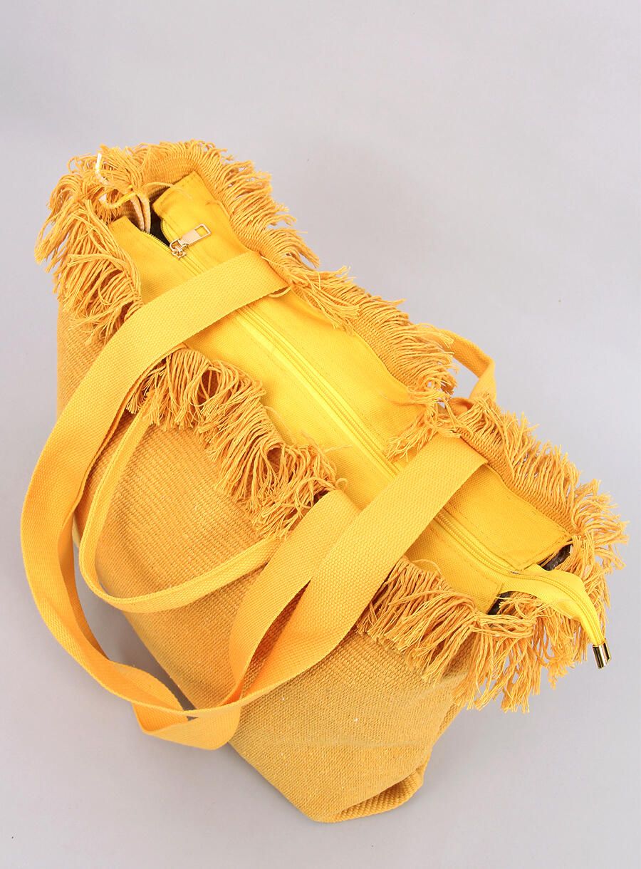 Strandtasche im Boho-Stil mit Quasten Gelb