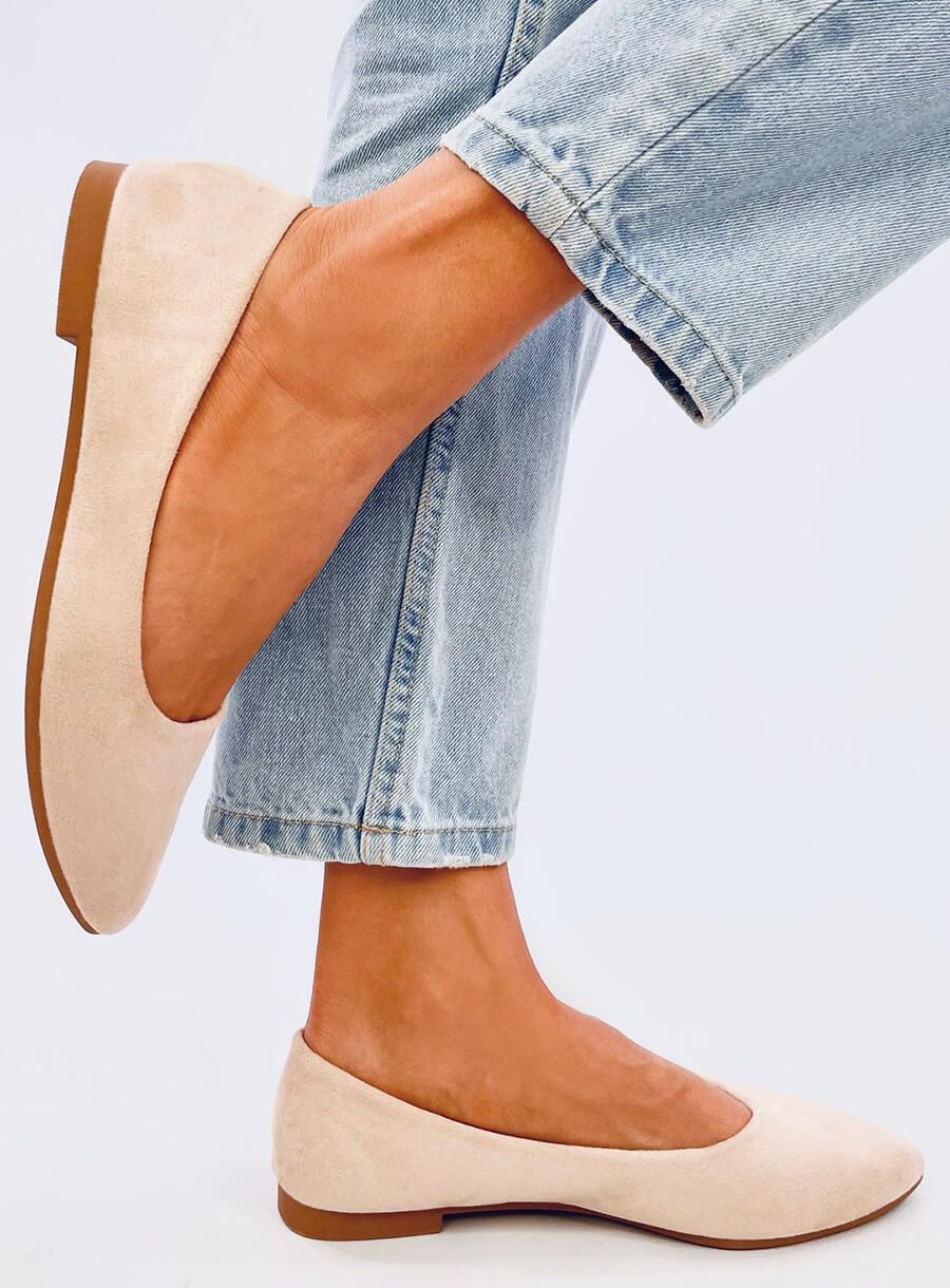 Beige Wildleder-Ballerinas