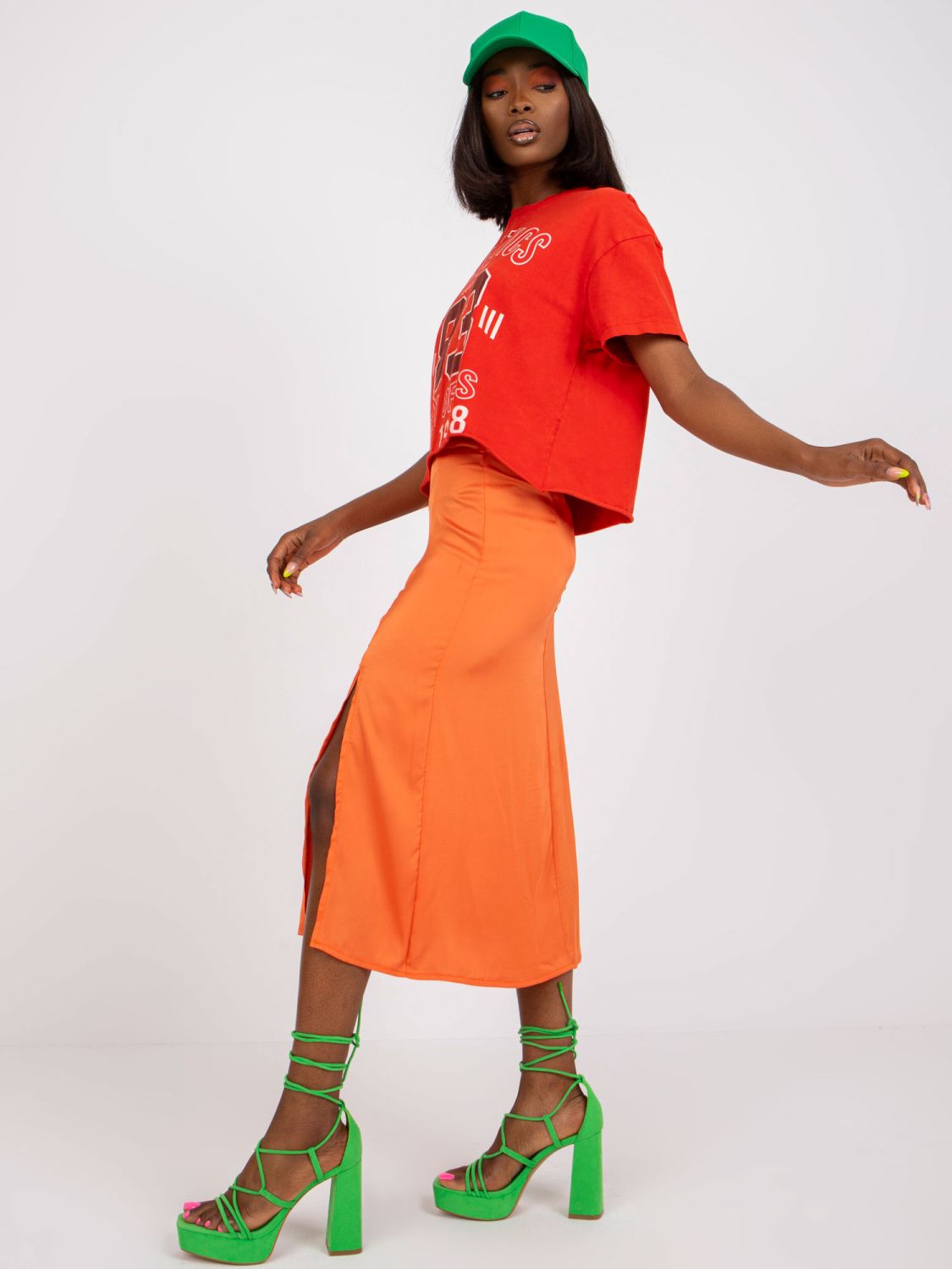 Eleganter Midi-Rock in Orange
