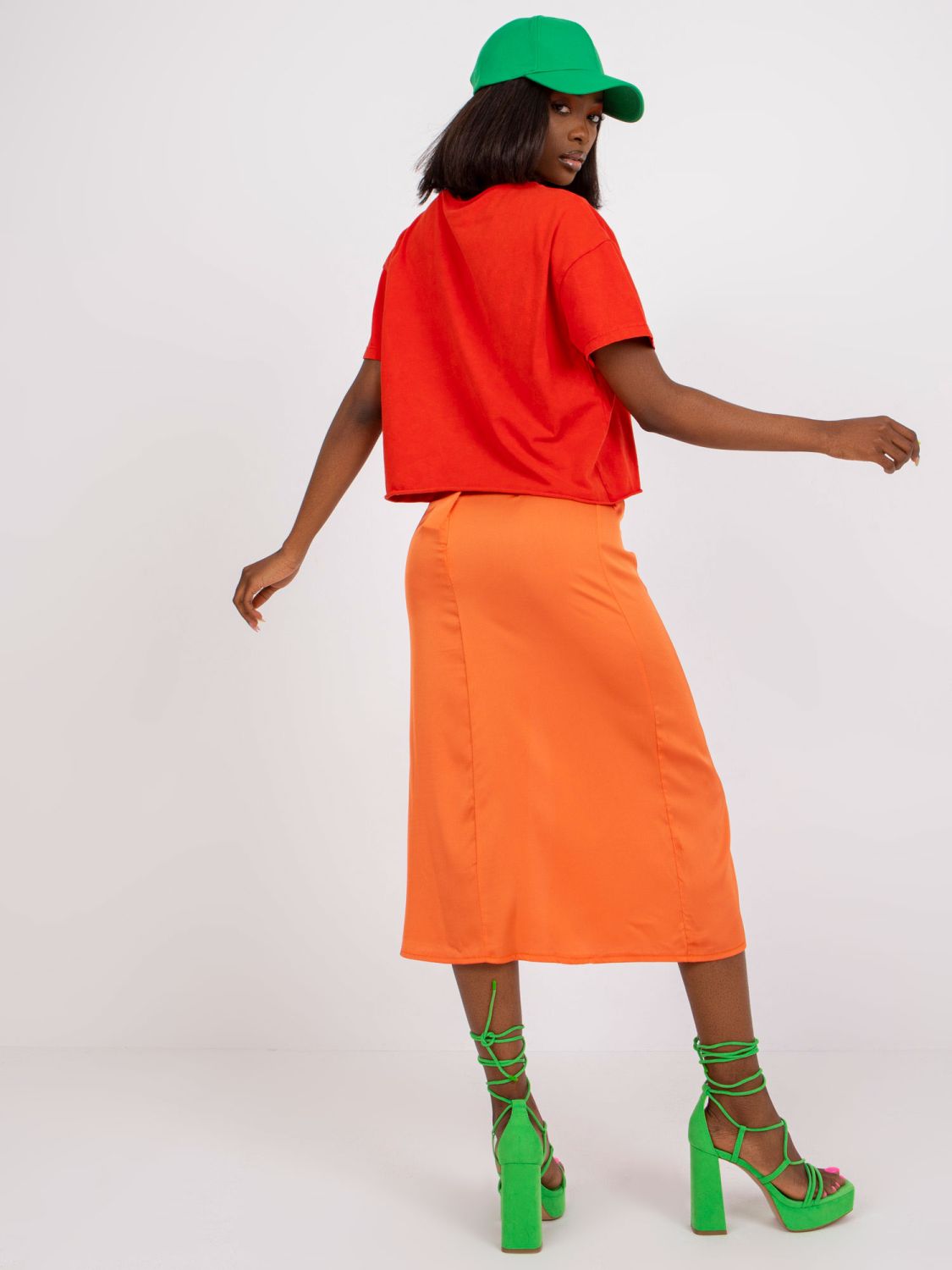 Eleganter Midi-Rock in Orange