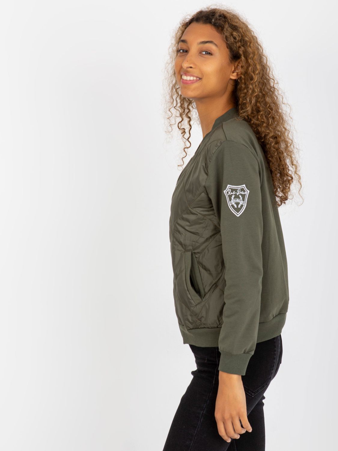 Khaki gesteppte Bomberjacke mit Taschen RUE PARIS