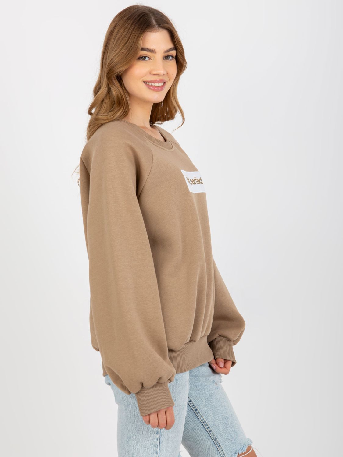 Dunkelbeige Sweatshirt ohne Kapuze